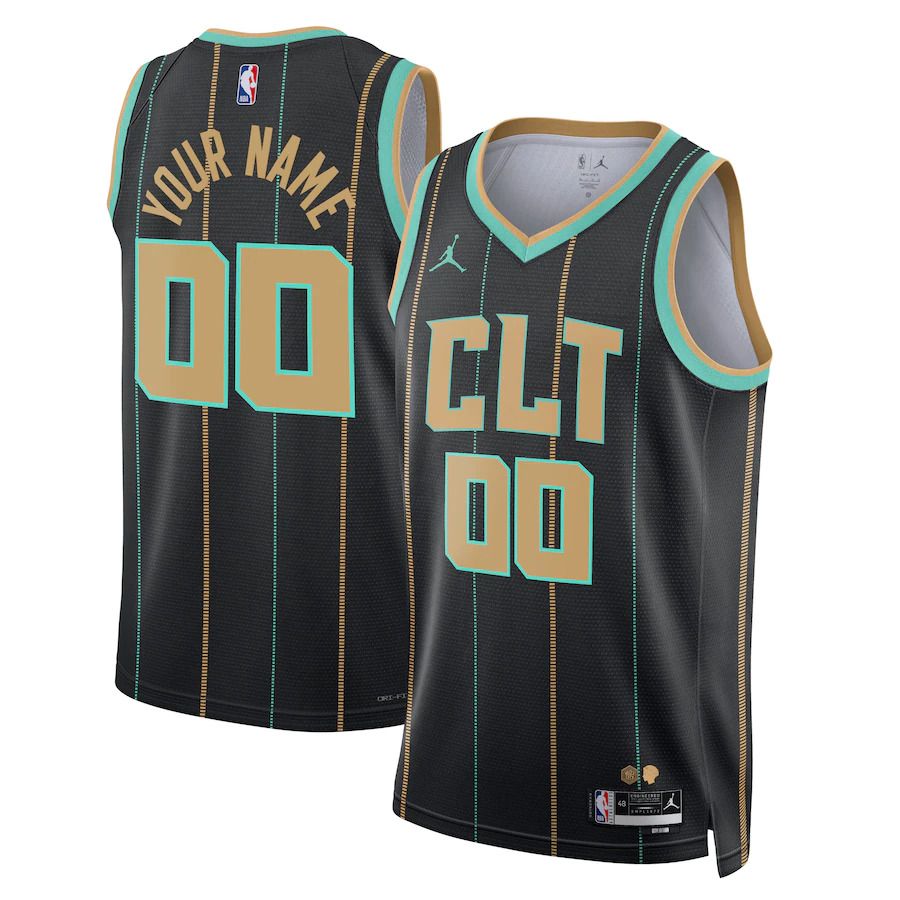 Men Charlotte Hornets Jordan Brand Black City Edition 2022-23 Swingman Custom NBA Jersey